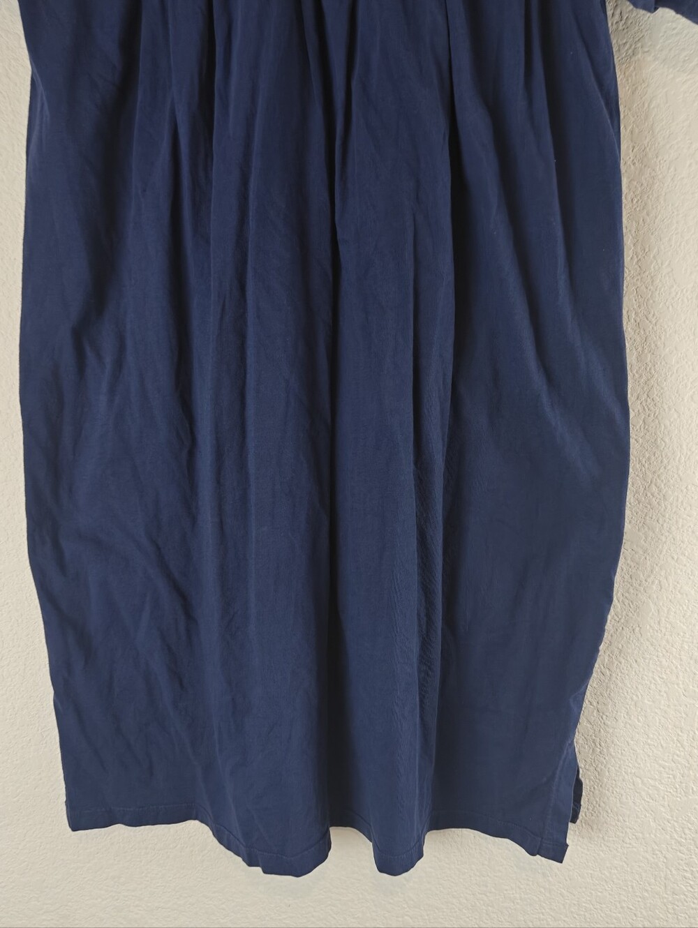 Johnny Was Navy Floral Embroidered Cotton Mini Dress S Boho Pockets - Picture 8 of 11